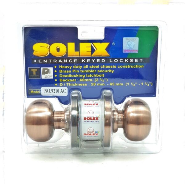 ลูกบิดประตู SOLEX 9210AC ลูกบิดประตู (แผง) SOLEX 9210 AC (รมดำ)