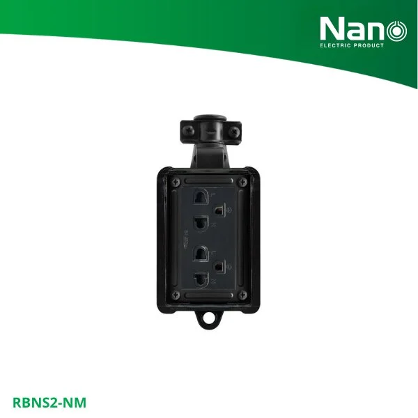ปลั๊กกราวด์คู่ (สนาม) 2 x 4 รุ่นใหม่ Nano #  RBNS2-NM มีกล่องยาง