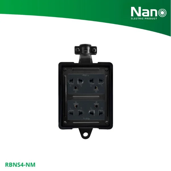 ปลั๊กกราวด์คู่ (สนาม) 4 x 4 รุ่นใหม่ Nano # RBNS4-NM มีกล่องยาง